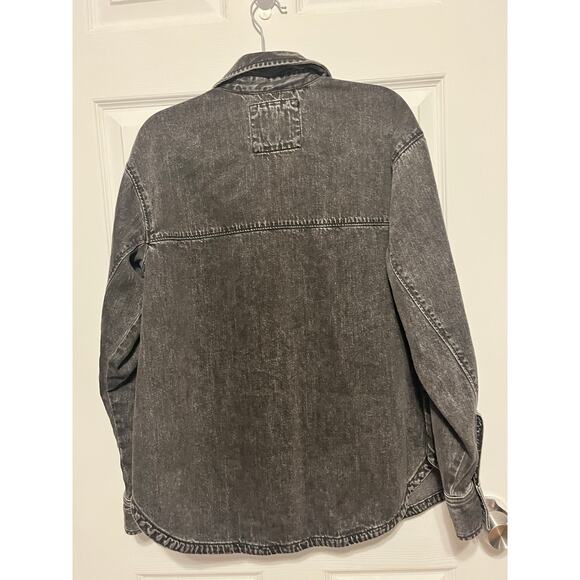 Sonoma Oversized Black Denim Shacket XS Washed Button Down Grunge Casual NWT - Picture 4 of 6